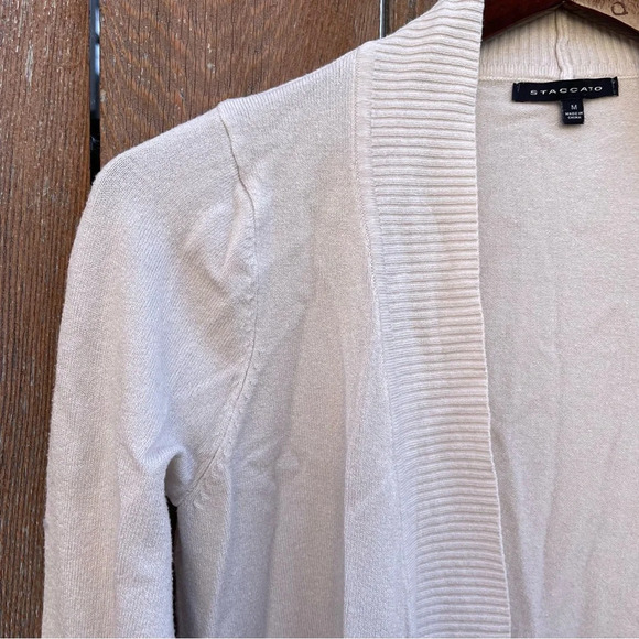 STACCATO Women’s Cream Cardigan Open Front Pockets Size Medium - Picture 4 of 12